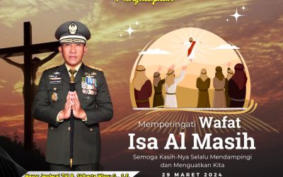 Gubernur Akademi Militer Beserta Persit Kartika Chandra Kirana PCBS Akmil dan Keluarga Besar Akademi Militer Mengucapkan Selamat Memperingati Jumat Agung Wafat Isa Al Masih “Semoga Kasih-Nya Selalu Mendampingi dan Menguatkan Kita”.