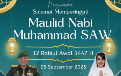 Gubernur Akademi Militer Beserta Persit Kartika Chandra Kirana PCBS Akmil dan Keluarga Besar Akademi Militer Mengucapkan Selamat Memperingati Maulid Nabi Muhammad SAW.