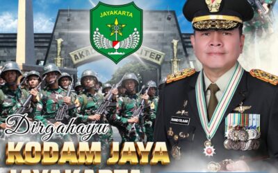 Gubernur Akademi Militer dan Keluarga Besar Akademi Militer Mengucapkan Dirgahayu Kodam Jaya Jayakarta “Aneka Daya Tunggal Bhakti”.